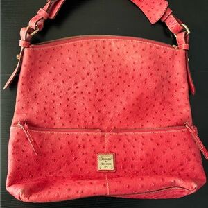 Dooney & Bourke Red Ostrich-Embossed Shoulder Bag